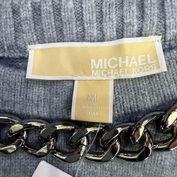 Michael Kors Chain-Neck Sleeveless Sweater Tunic Pearl Heather Gray NWT Size M S - Picture 3 of 11
